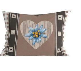 Polybavlnená obliečka na vankúš HEART RETRO POLY 50x70 cm, hnedý