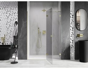 Mexen, Mexen Lunar pravé otočné sprchové dvere 140 cm, transparentné, brúsené zlato - 834-140-000-55-00-P