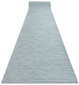 Behúň SIZAL PATIO model 3069 ploché tkanie , Marocká mriežka, akva modrá / béžová Veľkosť: 78 cm