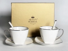 Set 2 ks šálok na espresso s podšálkou 80 ml, Platinum, QUEEN ISABELL,06471