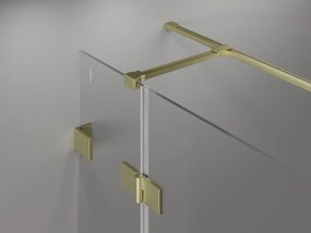Mexen Lunar T, sklápací sprchový kút ľavý 130 x 90 cm, 8mm číre sklo, zlatý matný profil, 834T-130-090-55-00-L
