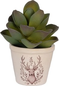 Béžový obal na kvetináč s jeleňom Gentle Wilderness XS - Ø 8*7 cm