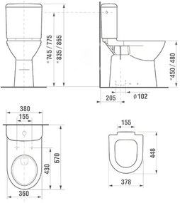 WC kombi Deep by JIKA zvýšená WC misa 50 cm H8236170000001