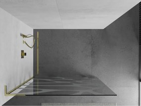 Mexen Kioto L, sprchová zástena Walk-In 100 x 200 cm, 8mm číre sklo biely vzor, zlatý lesklý profil,800-100-103-50-97