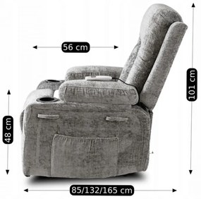 JAKS Masážne kreslo šedé mikroplyš Box
