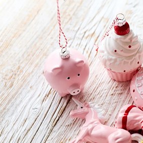 Vianočná ozdoba EVI PINK prasiatko 710209