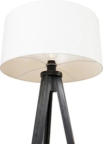 Stojaca lampa trojnožka čierna s tienidlom bielym 50 cm - Tripod Classic