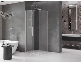 Mexen Velar, sprchový kút s posuvnými dverami 110 x 110 cm, 8mm sklo námraza, brúsená oceľ, 871-110-110-31-97