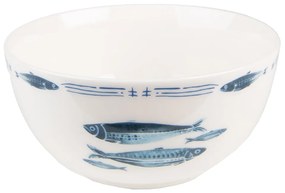Porcelánová miska na polievku s rybkami Fish Blue - Ø 14*7 cm / 500 ml