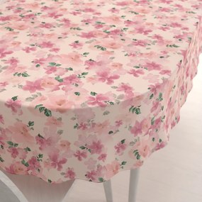 Biante Zamatový oválny obrus Tamara TMR-039 Ružovo-fialové akvarelové kvety na svetlo lososovom 80x120 cm