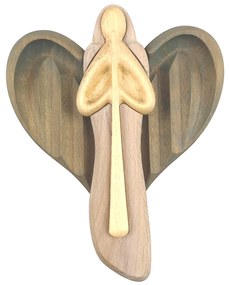 AMADEA Drevený anjel s flautou, farebný, masívne drevo, 22x15x2 cm