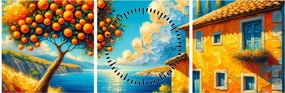 Obraz - Dom s pomarančmi II. (s hodinami) (90x30 cm)