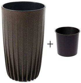 PLASTOVÝ KVETINÁČ STRIPPED ECO 51X30 CM TMAVOHNEDÁ