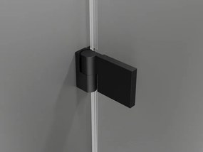 Mexen Lunar-B, Otočné ľavé sprchové dvere 125 cm, číre sklo, čierny profil, 832S-125-050-70-00-L