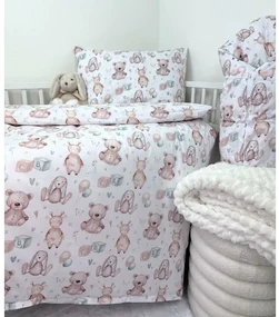 Posteľná obliečka do postieľky Miracle 90x130 / 45x65 cm – 100% bavlna, plyšové zajačiky, zips