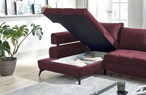 Rohová sedacia súprava Paris, vínová látka, ľavý roh
