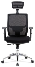 Kancelárska ergonomická stolička LEON — sieť/látka, čierna