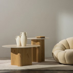 Konferenční stolek Alesund 90 cm travertin/dub přírodní