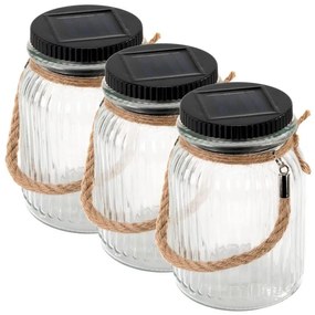 Sada solárnych svetiel, 3 LED, plastové, teplá biela, 3 ks