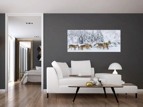 Obraz - Vlci v horách (120x50 cm)