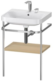 DURAVIT Happy D.2 Plus c-shaped kovový stojací podstavec s nábytkovým umývadlom s dvomi otvormi, 1 polička, 575 x 490 x 850 mm, chróm/dub Mediterrane, HP4835E7171