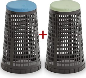 Plastový odpadkový kôš na 120 l vrecia 1+1 ZADARMO čierny, modrá + zelená
