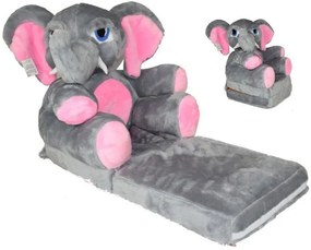 Detské plyšové rozkladacie kresielko SLON - ružový