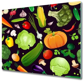 Sklenená doska na krájanie Farebné zeleniny 60x52 cm