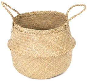 Svetlý úložný košík z morskej trávy Compactor, ⌀ 35 cm