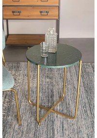 Zelený odkladací stolík s mramorovou doskou White Label Timpa