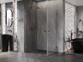 Mexen Lunar-B Duo výklopný sprchový kút 100 x 80 cm, číre sklo, ružové zlato, 832-100L-080P-60-00