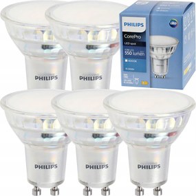 LED žiarovka Philips GU10 5x 4,9W - 550lm - 4000K EyeComfort 15 000h