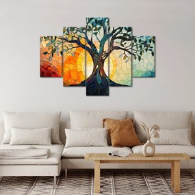 Obraz – Mozaika – slnko a strom I. (150x105 cm)