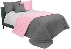Tutumi Inez, obojstranný prešívaný prehoz 220x240 cm, tmavošedá-ružová, NAZ-08510
