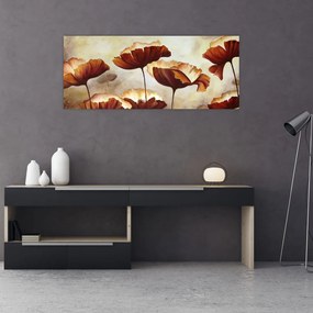 Obraz červených kvetov (120x50 cm)