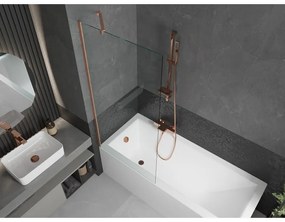 Mexen Next, 1-krídlová vaňová zástena 80 x 150 cm, 6mm číre sklo, medená matná, 895-080-000-00-00-65