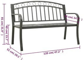 vidaXL Záhradná lavica so stolíkom sivá 120 cm oceľ-
