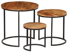 Konferenčné stolíky 3 ks akáciové drevo a sheeshamový povrch 246063