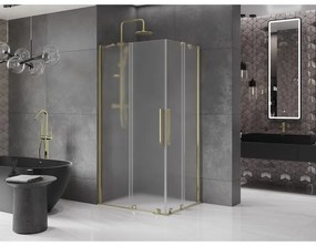 Mexen Velar Duo, sprchový kút s posuvnými dverami 100 x 90 cm, 8mm sklo námraza, zlatá lesklá, 871-100-090-32-50