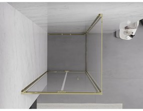 Mexen Exo, skladací sprchový kút 90 x 90 cm, číre sklo, zlatá, 816-090-090-50-00