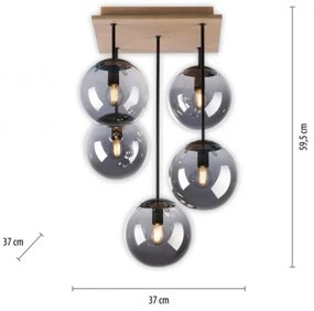JUST LIGHT. 11395-79 - Luster na tyči WIDOW 5xE14/25W/230V dub