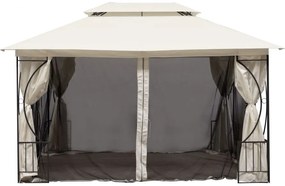 Luxusný záhradný pavilón 4x3x2,8 m - béžový - moskytiéra + plné steny