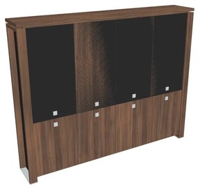 Vysoká skriňa Verno+ S 260 x 46 x 210 cm, kombinované dvere, orech / čierna