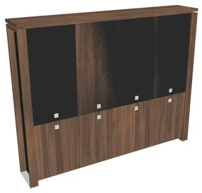 Vysoká skriňa Verno+ S 260 x 46 x 210 cm, kombinované dvere, orech / čierna