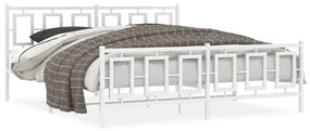 Kovový rám postele s čelom a podnožkou biely 180x200 cm 374312