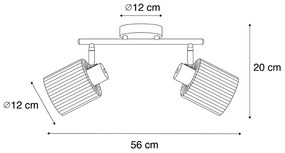Stropné bodové svetlo čierne s dymovým sklom 2-žiarovkové nastaviteľné - Laura