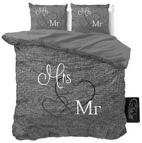 Romantické posteľné obliečky sivej farby 220 x 240 cm