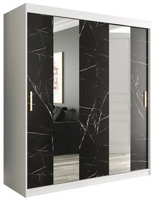 Skriňa Marmur Pole 180 biely/mramor čierna
