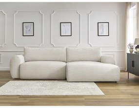 Krémová menčestrová rozkladacia rohová pohovka (pravý roh) Lucien – Bobochic Paris