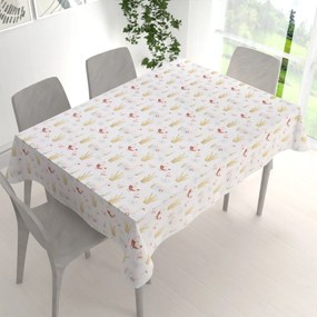 Biante Detský bavlnený obdĺžnikový obrus Sandra SA-752 Sliepočky a húsky na bielom 120x180 cm